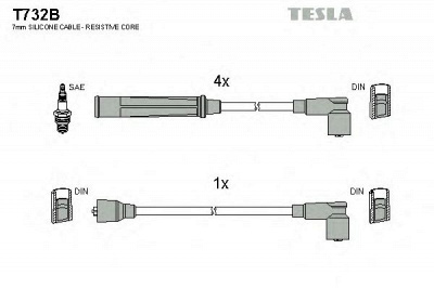 TESLA t732b - Комплект проводов зажигания