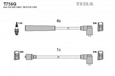 TESLA t756g - Комплект проводов зажигания