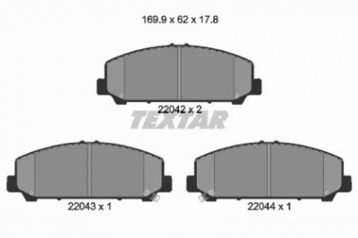 TEXTAR 2204201 -  Комплект тормозных колодок, дисковый тормоз