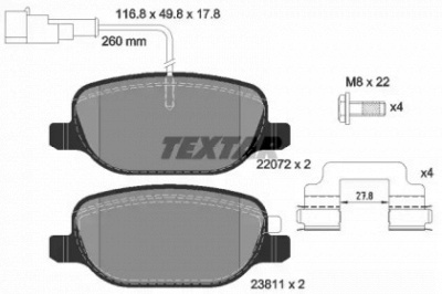 TEXTAR 2207201 -  Комплект тормозных колодок, дисковый тормоз