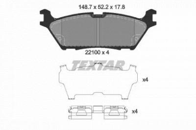 TEXTAR 2210001 -  Комплект тормозных колодок, дисковый тормоз