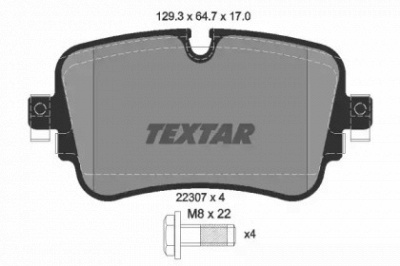 TEXTAR 2230701 -  Комплект тормозных колодок, дисковый тормоз