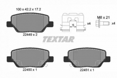 TEXTAR 2244901 -  Комплект тормозных колодок, дисковый тормоз