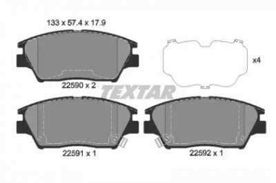 TEXTAR 2259001 -  Комплект тормозных колодок, дисковый тормоз