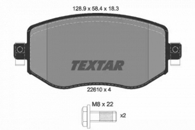 TEXTAR 2261001 -  Комплект тормозных колодок, дисковый тормоз