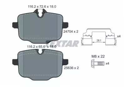 TEXTAR 2470401 -  Комплект тормозных колодок, дисковый тормоз