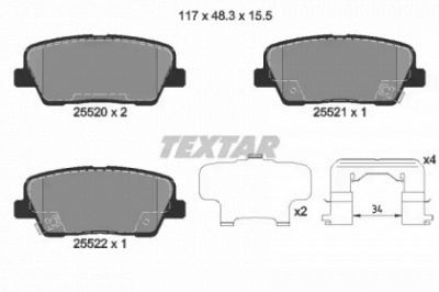 TEXTAR 2552003 -  Комплект тормозных колодок, дисковый тормоз