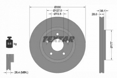 TEXTAR 92278903 -  Диск тормозной вентилируемый