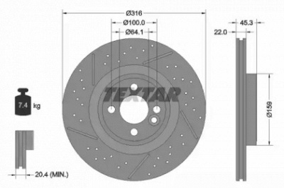 TEXTAR 92279105 -  Тормозной диск