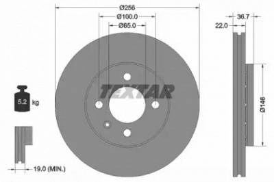 TEXTAR 92287003 -  Тормозной диск