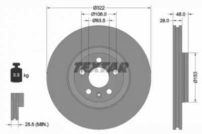 TEXTAR 92287405 -  Диск тормозной вентилируемый