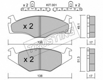 TRUSTING 0472k -  Комплект тормозных колодок, дисковый тормоз