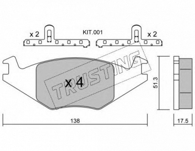 TRUSTING 0490k -  Комплект тормозных колодок, дисковый тормоз