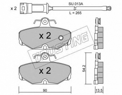 TRUSTING 0970w -  Комплект тормозных колодок, дисковый тормоз