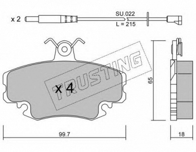 TRUSTING 1220w -  Комплект тормозных колодок, дисковый тормоз