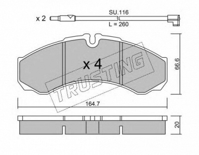 TRUSTING 2217w -  Комплект тормозных колодок, дисковый тормоз