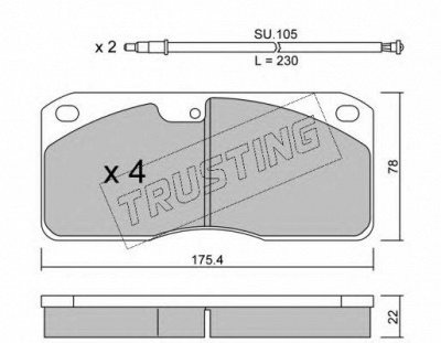 TRUSTING 2790w -  Комплект тормозных колодок, дисковый тормоз