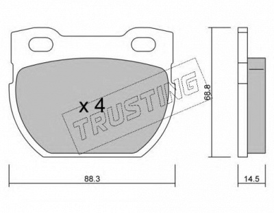TRUSTING 3630 -  Комплект тормозных колодок, дисковый тормоз