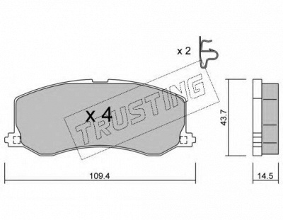 TRUSTING 4320 -  Комплект тормозных колодок, дисковый тормоз