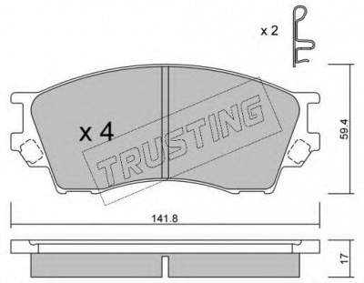 TRUSTING 4890 -  Комплект тормозных колодок, дисковый тормоз