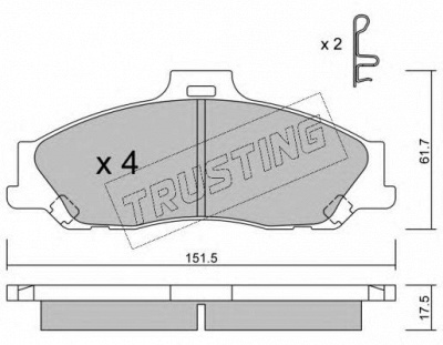 TRUSTING 4950 -  Комплект тормозных колодок, дисковый тормоз