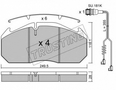TRUSTING 6024w -  Комплект тормозных колодок, дисковый тормоз