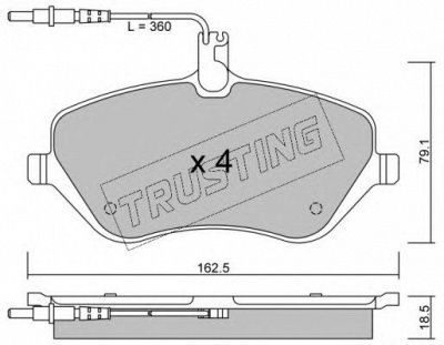 TRUSTING 6170 -  Комплект тормозных колодок, дисковый тормоз