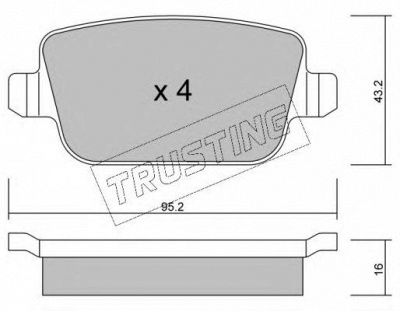 TRUSTING 7960 -  Комплект тормозных колодок, дисковый тормоз