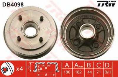 TRW db4098 -  Тормозной барабан