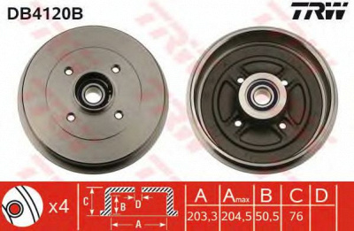 TRW db4120b -  Тормозной барабан