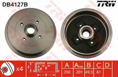 TRW db4127b -  Тормозной барабан