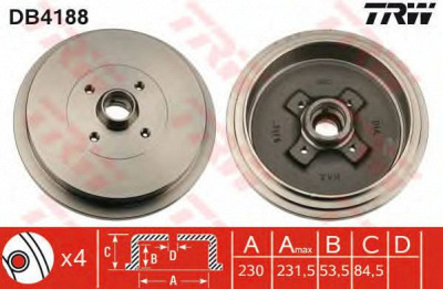 TRW db4188 -  Тормозной барабан