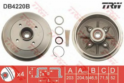 TRW db4220b -  Тормозной барабан
