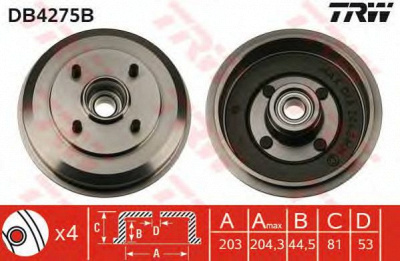 TRW db4275b -  Тормозной барабан