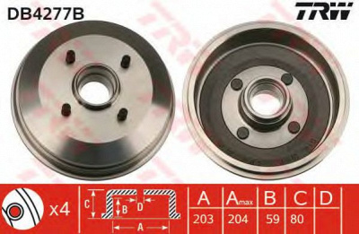 TRW db4277b -  Тормозной барабан