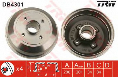 TRW db4301 -  Тормозной барабан
