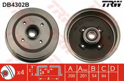 TRW db4302b -  Тормозной барабан