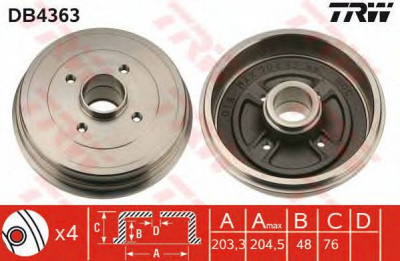TRW db4363 -  Тормозной барабан