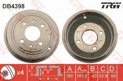 TRW db4398 -  Тормозной барабан