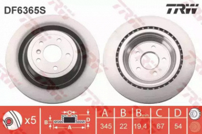 TRW df6365s -  ДИСК ТОРМОЗНОЙ ЗАДНИЙ MERCEDES W166, X166 4-MATIC