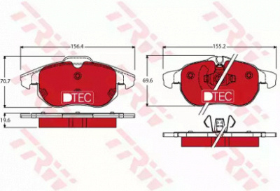 TRW gdb1613dte -  Комплект тормозных колодок, дисковый тормоз