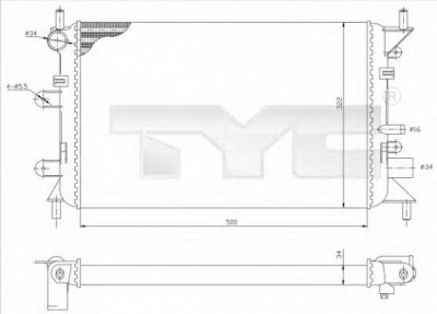 TYC 7100036r -  Радиатор, охлаждение двигателя