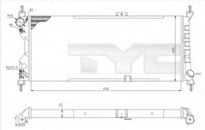 TYC 7250019r -  Радиатор, охлаждение двигателя