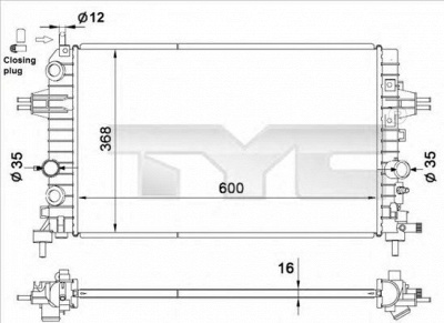 TYC 7250036 -  Радиатор, охлаждение двигателя