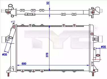 TYC 7250039r -  Радиатор, охлаждение двигателя