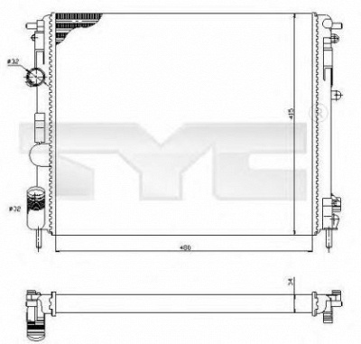 TYC 7280053 -  Радиатор, охлаждение двигателя