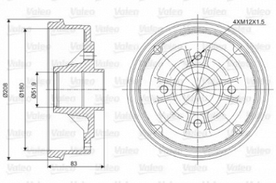 VALEO 237006 -  Тормозной барабан