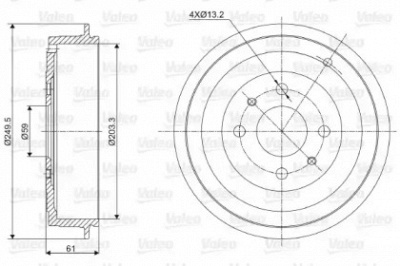 VALEO 237021 -  Тормозной барабан
