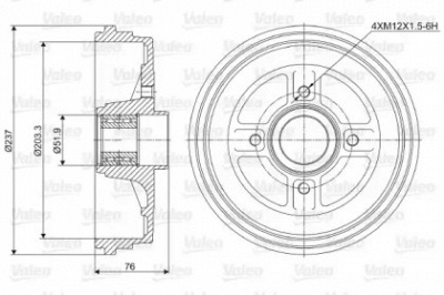 VALEO 237034 -  Тормозной барабан