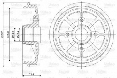 VALEO 237097 -  Тормозной барабан